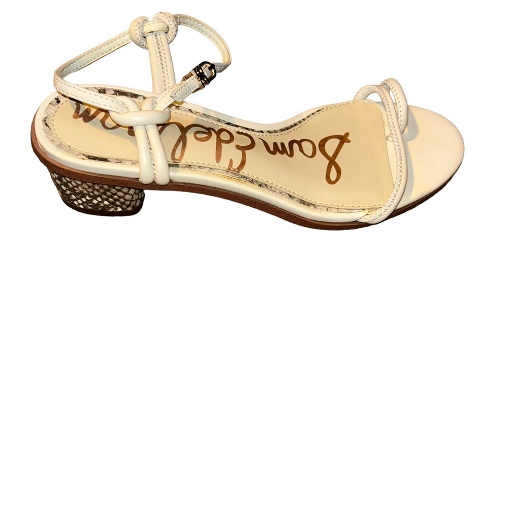 Sam Edelman Womens Isle strappy Low snake python Block Heel leather sandal 5.5